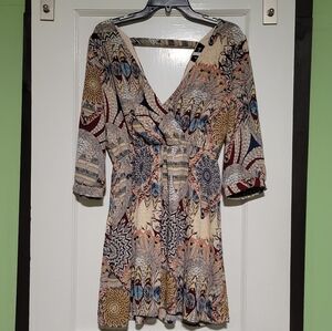 Fab'rik Floral Dress Cut Out Back Sz Large